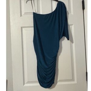 One shoulder blue dress
